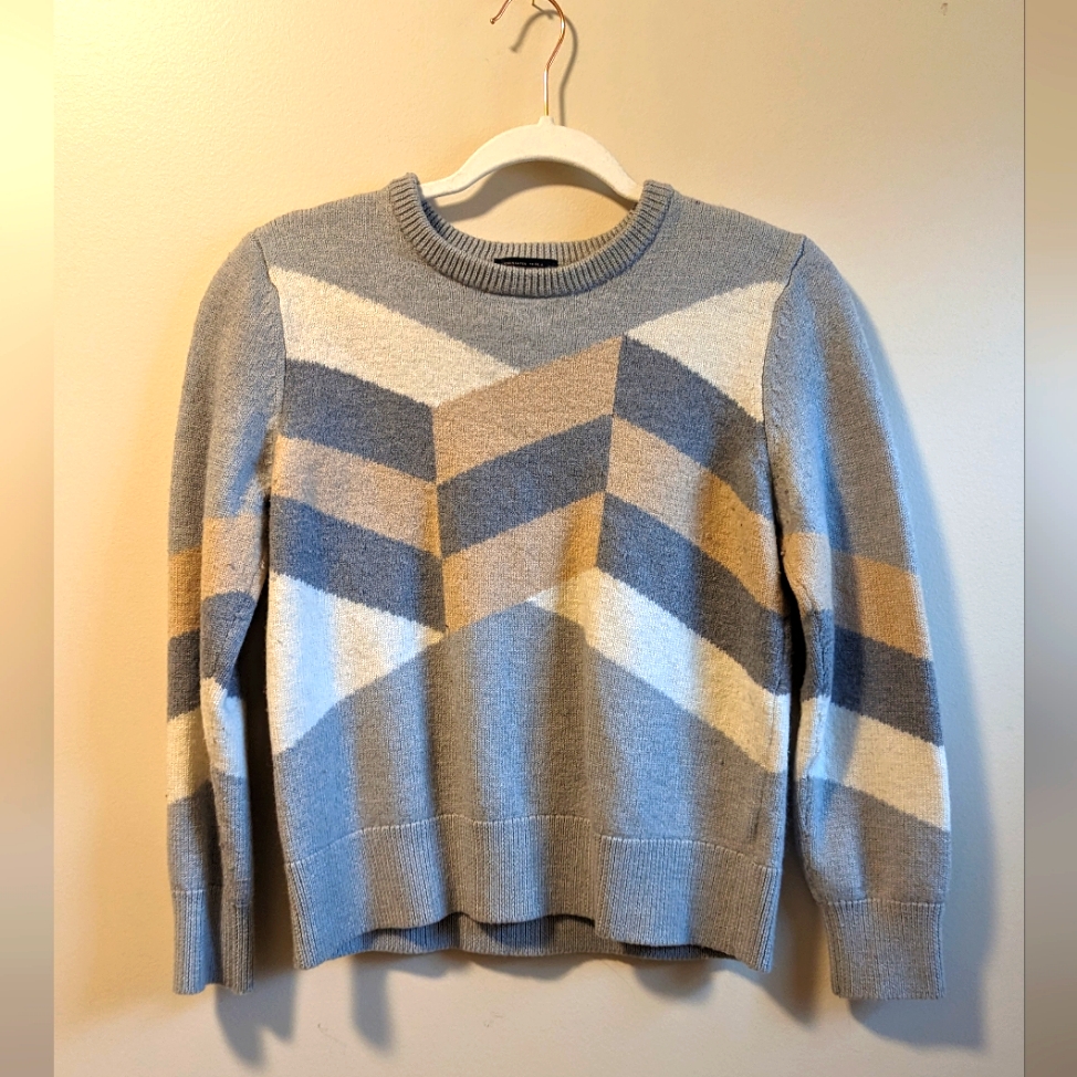 Pendleton Sweater 100 Wool Gray Beige White Winter Sweater Size SM